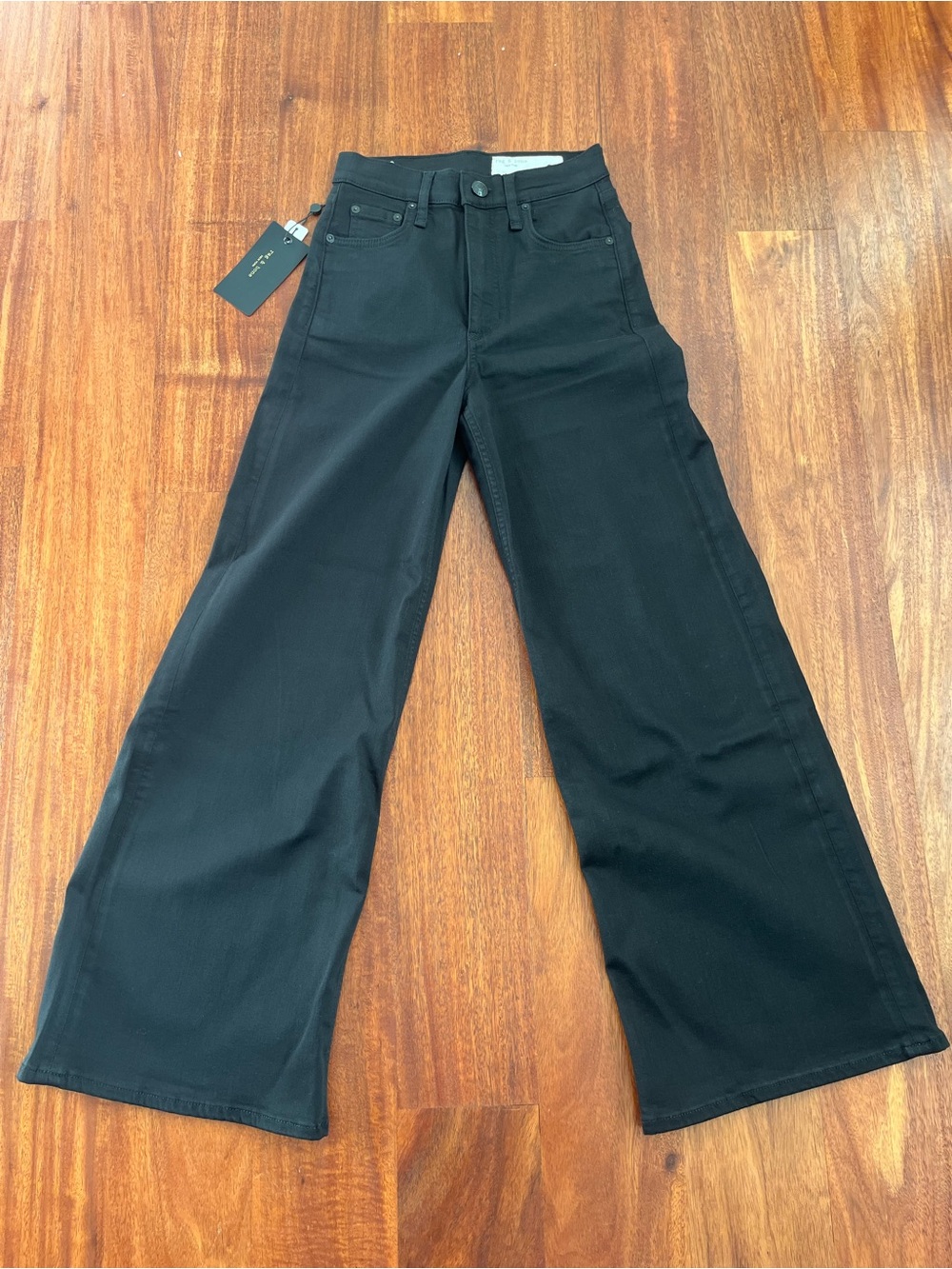rag & bone Black High-Rise Wide Leg Jeans